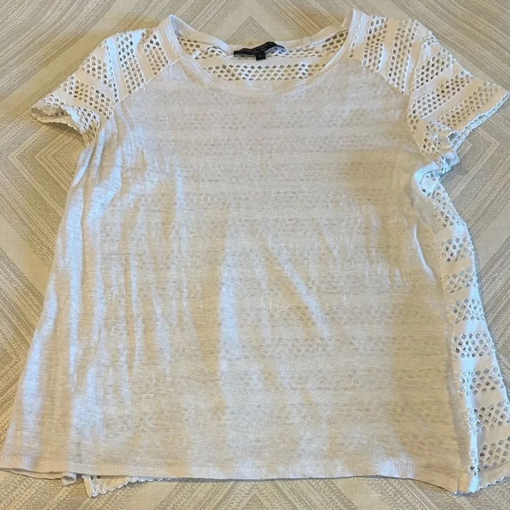 Generation Love Women’s White Mesh Sleeve & Back Women's Top - Size L